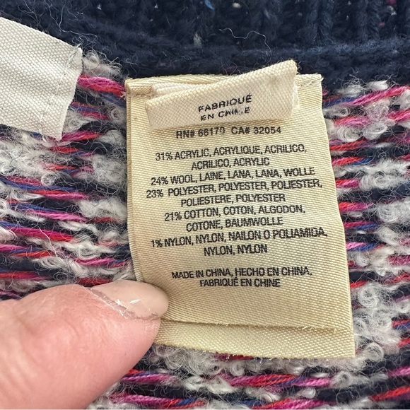 Sleeping On Snow Anthropologie Blue Midland Fair Isle Poncho Sweater Wm XS/SM - Picture 5 of 8